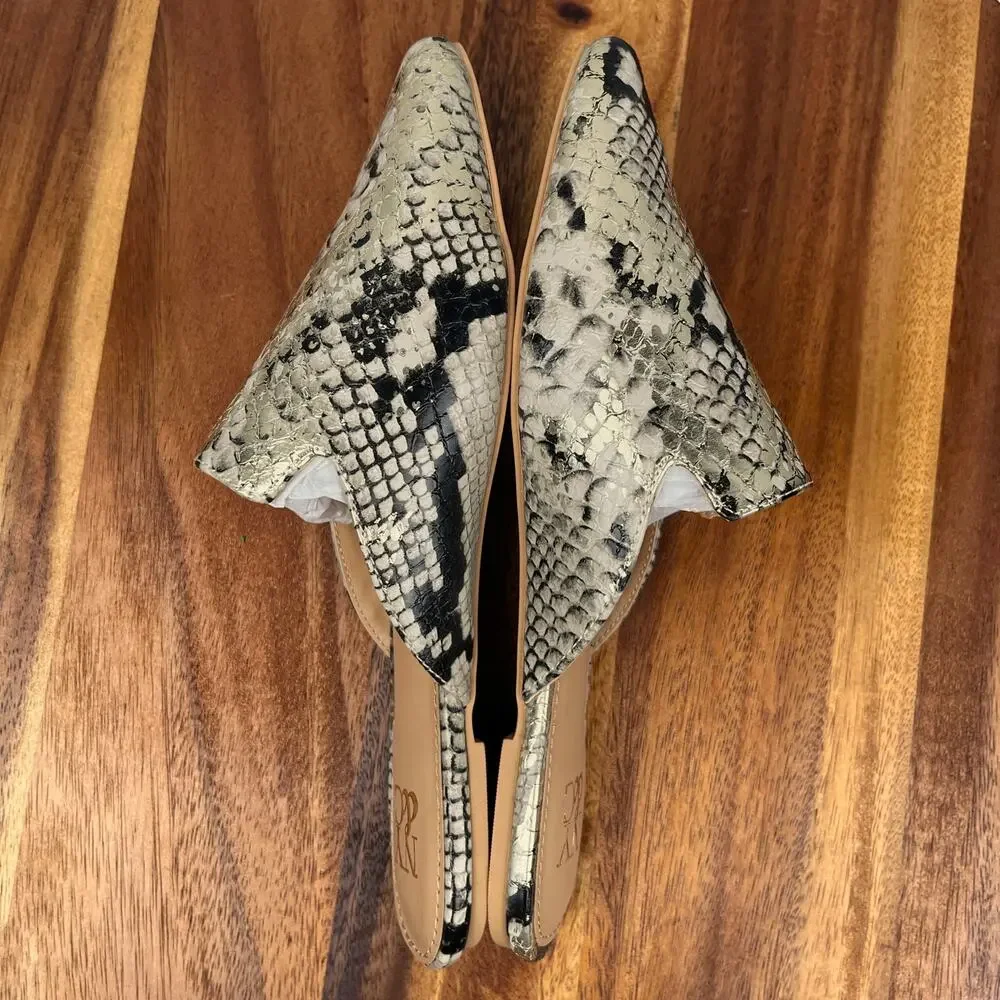 New York & Co Kate Flat Mule Snakeprint Ivory Womens Size 6.5 Flats Mules Shoes